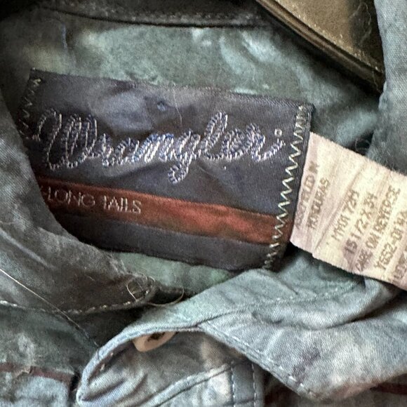 Wrangler Black Tie Dye Shirt Long Sleeve Size Small Medium TG Blue Dyed Rodeo - Picture 5 of 6